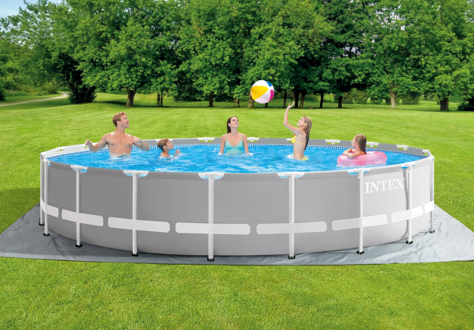 Round Prism Frame Swimming Pool SET 20' x 52" incl. Filter pump, Safety Ladder, Pool cover and ground cloth